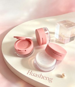 Round Empty loose powder container cosmetic loose powder case with mirror #1096B