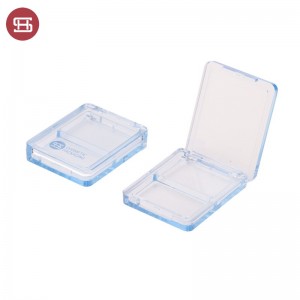 Empty compact powder case rectangle two compartment cosmetic powder container #1253B