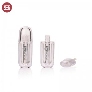 Oval empty lip glaze tube with big applicator plastic lipgloss tube #1256