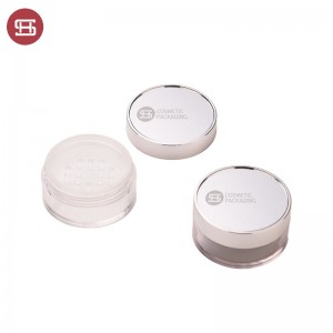 Empty loose powder container round loose powder case with sifter #4677B