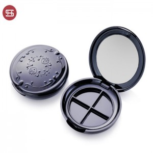 High Performance Eyeshadow Palette Cosmetic Case -
 4 color round shape cap with engrave flower pattern – Huasheng