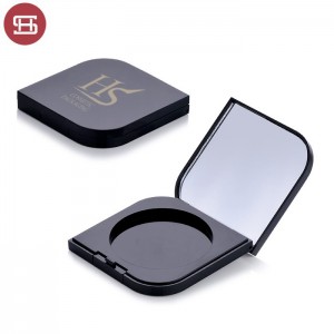 Wholesale hot sale makeup cosmetic black pressed empty compact powder case packaging