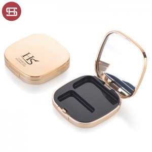 Wholesale hot sale makeup cosmetic gold luxury pressed empty compact powder case packaging