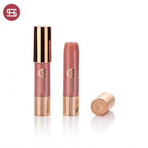 Luxury gold round shape empty lipstick tube customized lipstick container#8363C