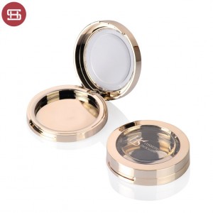 Wholesale cosmetic round pressed black gold empty compact powder case packaging