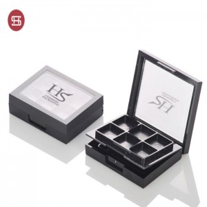 2 Layer 6 colors open window squre eyeshadow with customized logo printing