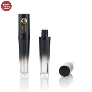 9034# New promotion round makeup cosmetic plastic empty lipgloss tube containers with brush