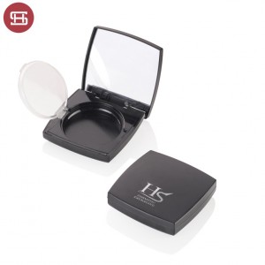 Wholesale cosmetic cheap square pressed black  empty compact powder case packaging