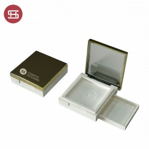 Empty compact powder case square cosmetic powder container with puff space #9411