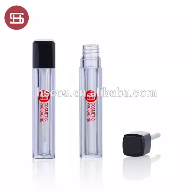 2019 Latest Design Lip Gloss Squeeze Tube -
 New promotion square makeup cosmetic plastic empty lipgloss tube containers with brush – Huasheng