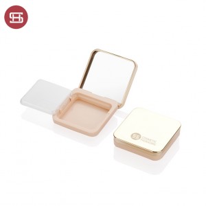 Square gold luxury compact powder case square shape compact case with mirror #9436