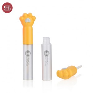 9609B# new empty yellow bear claw plastic lipgloss tube container custom  new design empty plastic lipgloss tube container