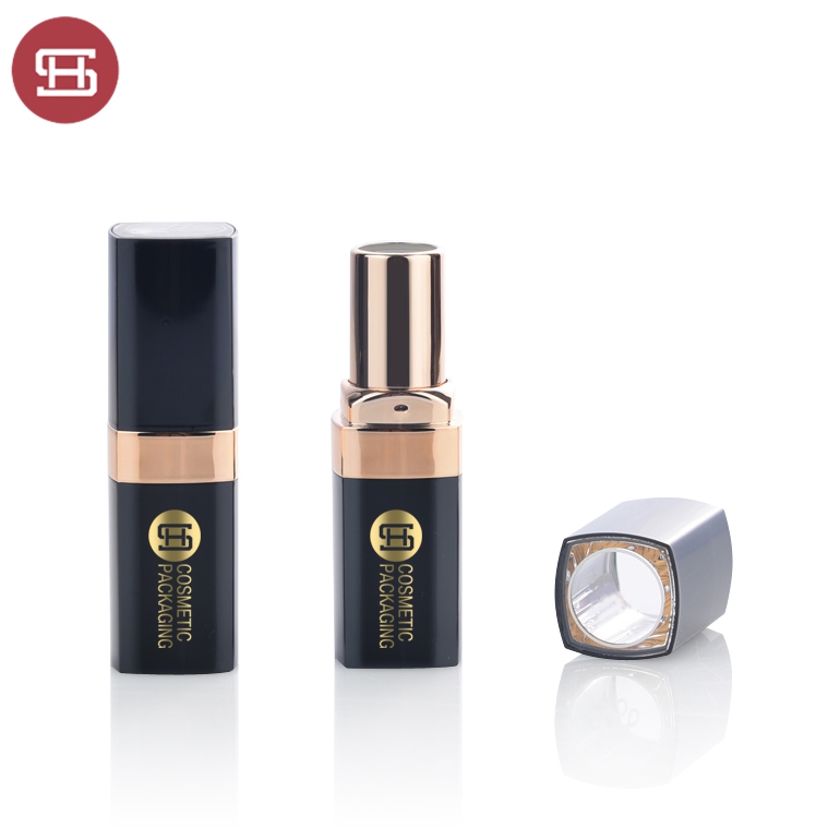 18 Years Factory Empty Square Lipstick Container -
 Private label OEM square gold black cosmetic lipstick tube case with window  – Huasheng