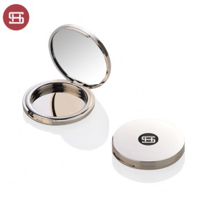 9676# Wholesale hot sale makeup cosmetic round gold pressed empty compact powder case packaging
