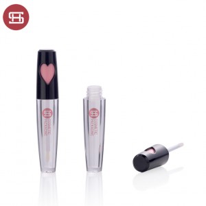 Wholesale heart shape decorate empty custom lip gloss tube containers with brush applicator
