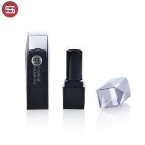 No.9744 OEM Empty lipstick tube elegant square lip balm tube plastic lipstick tube Black tube