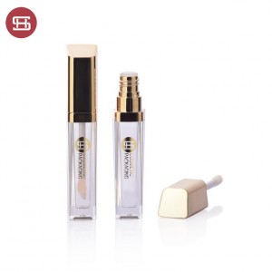 9773C#  new empty square lipgloss container gold  color Inclined cap custom  new design empty plastic lipgloss tube container