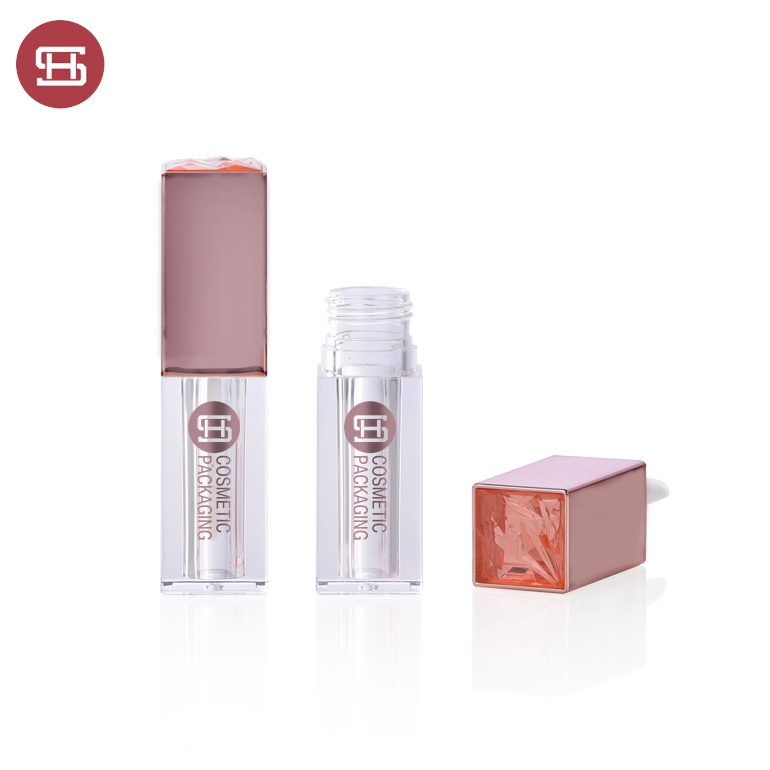 9777# new pink cap suqare and thick wall empty plastic lipgloss tube container  custom new design empty plastic lipgloss tube container Featured Image