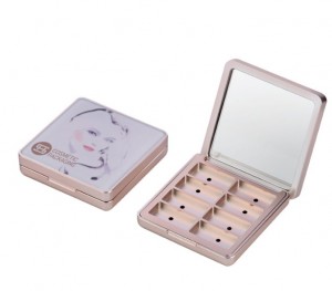 8 color luxury  square empty  plastic eyeshadow case with  mirror
