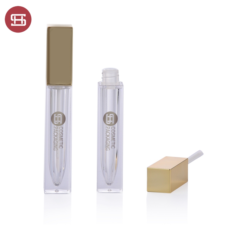 China 9815# new empty square gold color cap plastic lipgloss tube ...