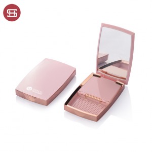 9868# 2 wells plastic luxury rose gold empty compact powder contianer with mirror