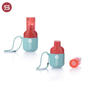 9882# New Unique Red Color Cap and  Blue Base With Hanging Chain Plastic Empty  Lip Gloss Bottle
