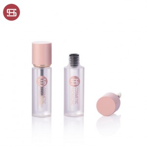 9917# New Unique Cute Round  Empty  Lip Gloss Bottle  Matte Pink Cap Frosted  Plastic Bottle Container