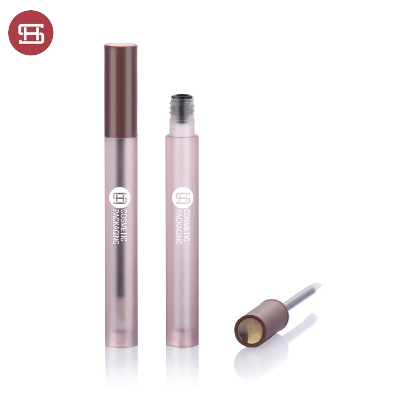 9932# New Arrival  Slim Round Shape  Plastic Empty Transparent bottle with brown cap Lip Gloss Bottle Featured Image