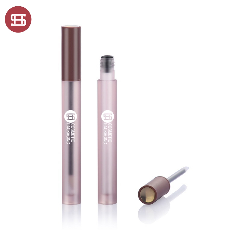 New Arrival Slim Round Shape Plastic Empty Transparent bottle with brown cap Lip Gloss Bottle 9932# Featured Image