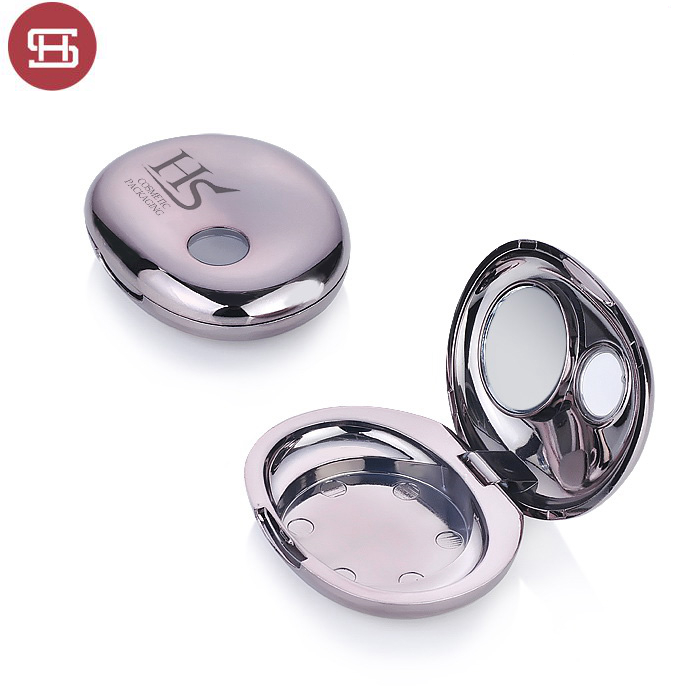 7558# Wholesale OEM hot sale makeup cosmetic custom pressed plastic round empty compact powder cases container packaging with mirror