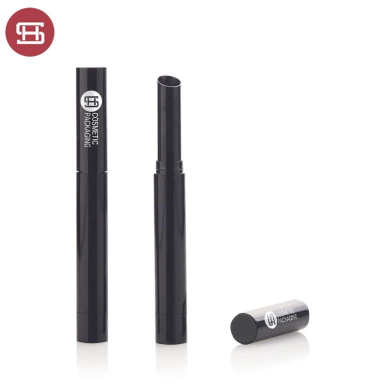 Custom wholesale hot sale cosmetic makeup cheap black plastic round empty pen pencil slim lipstick tube container