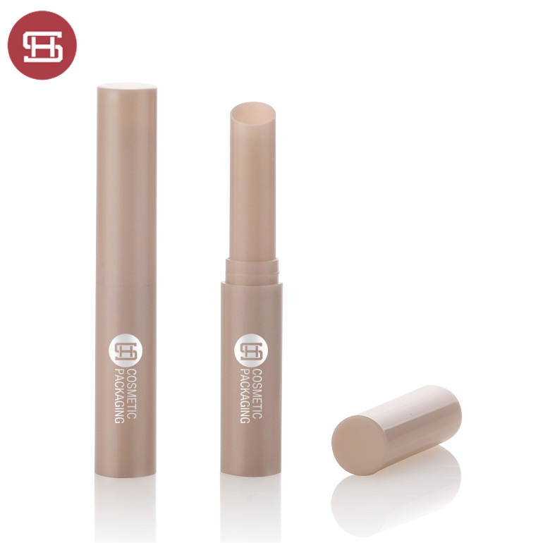 Hot sale makeup cosmetic cheap lipcare chapstick cylinder round slim custom empty plastic lipbalm tube container packaging