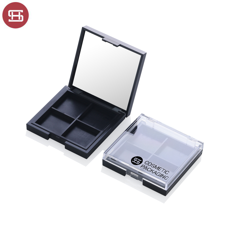 New products hot sale makeup cosmetic  black clear empty custom private label 4 color eyeshadow case packaging palette
