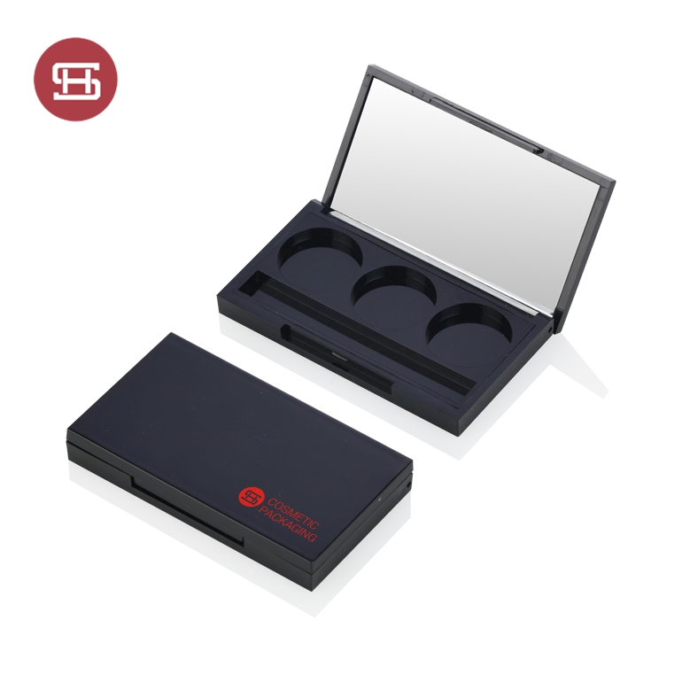 One of Hottest for Eyeshadow Case In Plastic -
 Empty small matte black 3 color eyeshadow palette packaging – Huasheng