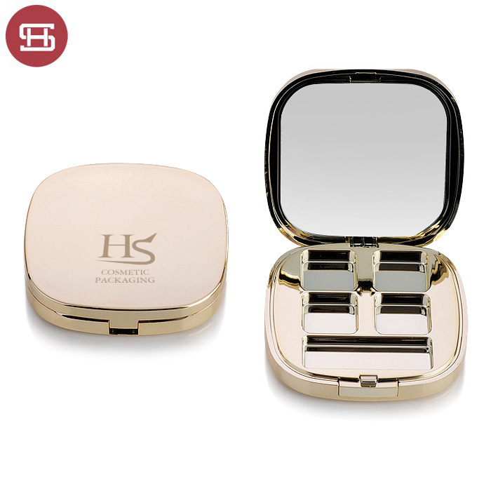OEM manufacturer Eyeshadow Private Label -
 Wholesale makeup cosmetic liquid black clear round 4 color empty eyeshadow case palette compact with mirror – Huasheng