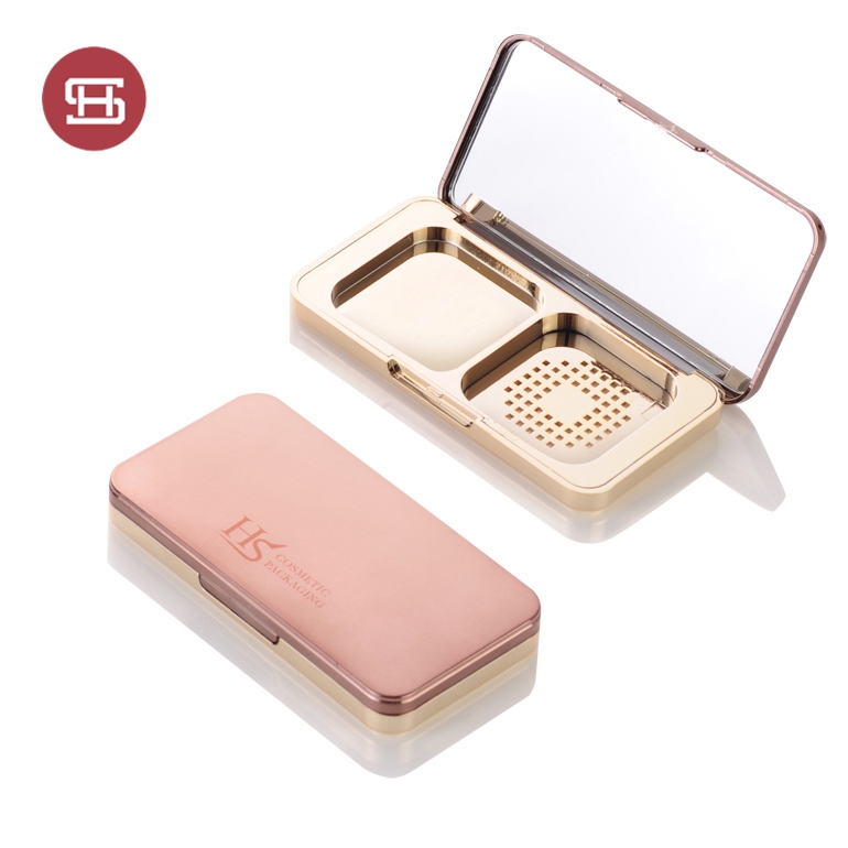Fashional rectangle plastic empty compact powder container