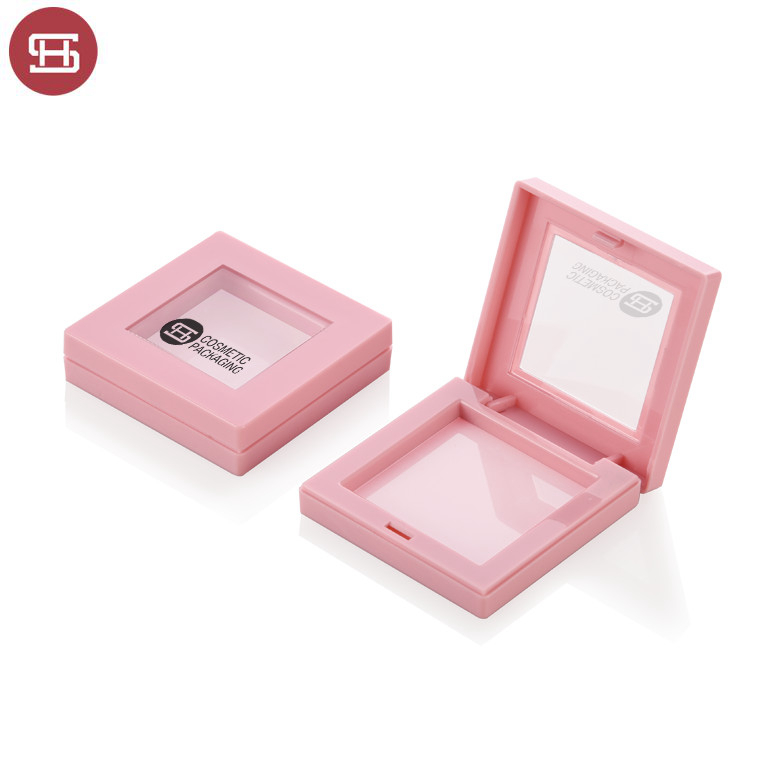 9096# Best sale custom OEM wholesale plastic cosmetic empty pink square compact powder case packaging with window