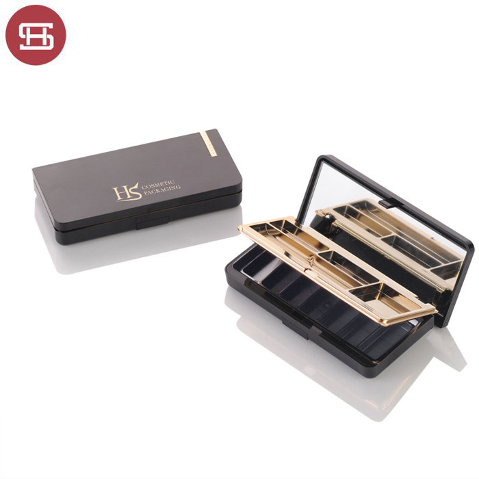 Low price for Black Eyeshadow Case -
 Custom luxury high end makeup cosmetic liquid black clear empty black rectangle 11 color eye shadow mirror case – Huasheng