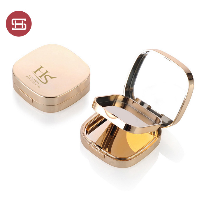 2019 Good Quality Heart Shaped Empty Makeup Compact Powder Case -
 Wholesale empty luxury gold square compact powder case with mirror – Huasheng