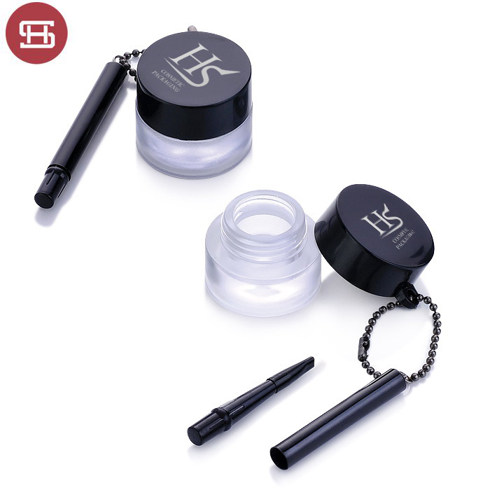 Hot sale new products OEM makeup cosmetic matte gold custom black slim empty eyeliner eyeshadow container jar