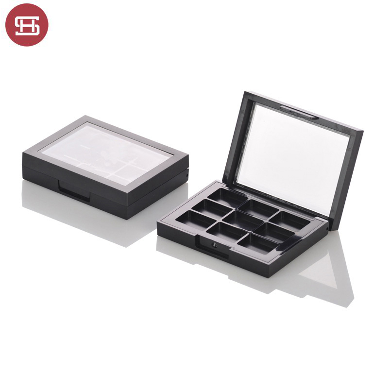 New products hot sale makeup cosmetic  black clear empty custom private label eyeshadow case packaging palette