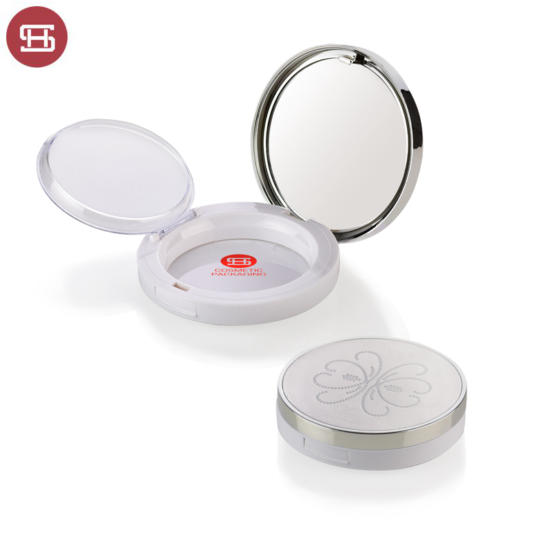 2019 Good Quality Heart Shaped Empty Makeup Compact Powder Case -
 Custom OEM round pearl white plastic empty pressed face compact powder case packaging – Huasheng