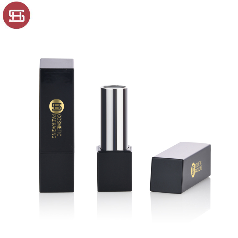 Newest design unique square black magnetic custom empty lipstick tube container packaging