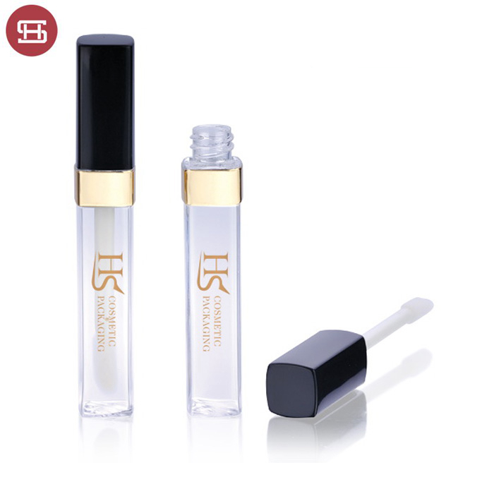 Hot sale wholesale cheap square mini clear empty lipgloss container tube with brush