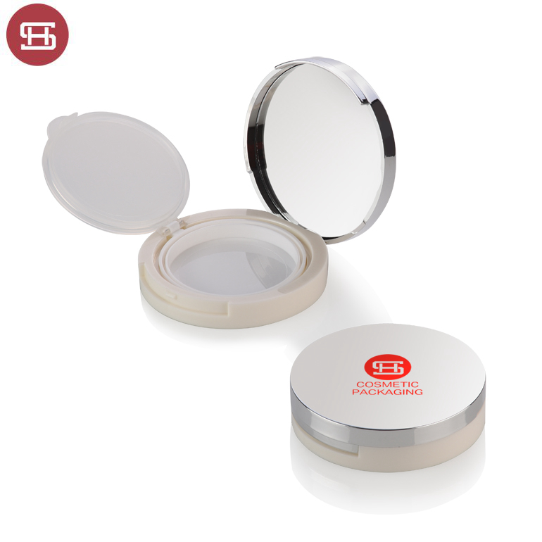 New custom hot sale private label round empty pearl white air bb cc cushion powder foundation case with mirror