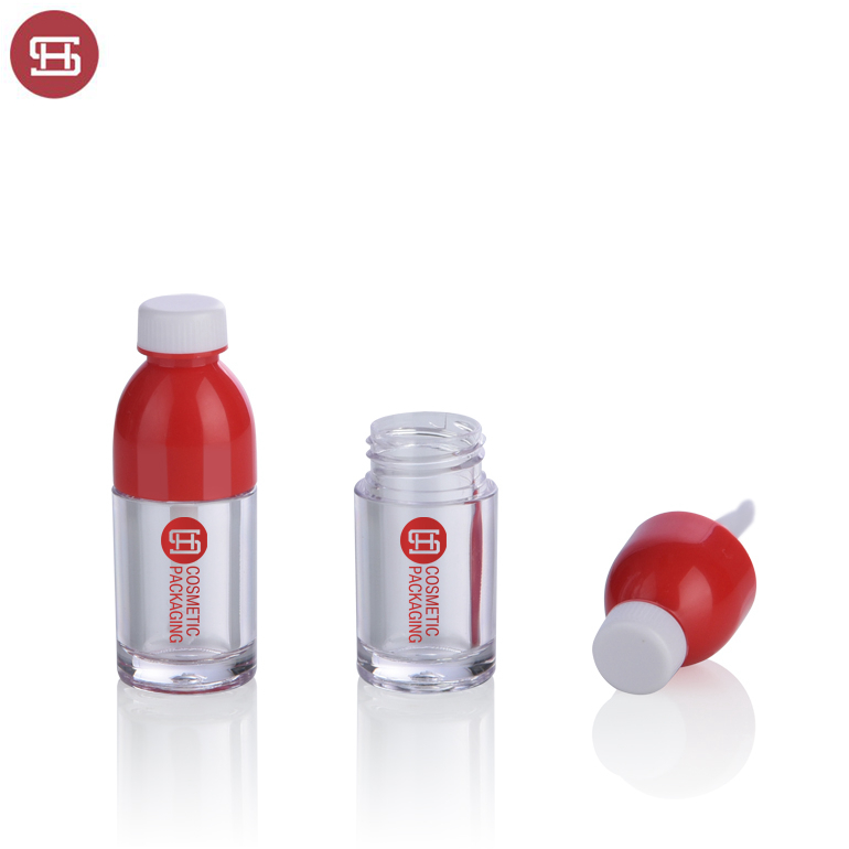 Custom mini beverage plastic bottle cute shaped empty lipgloss tubecontainers with brush