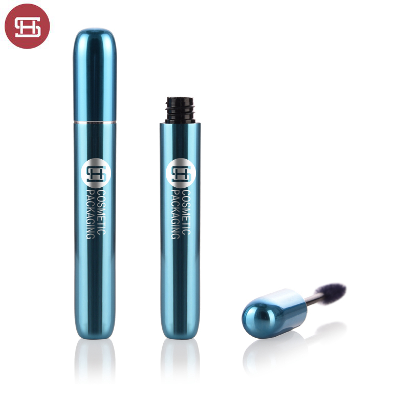 Custom OEM hot new products makeup cosmetic shiny blue empty metal aluminum cosmetic mascara tube container packaging