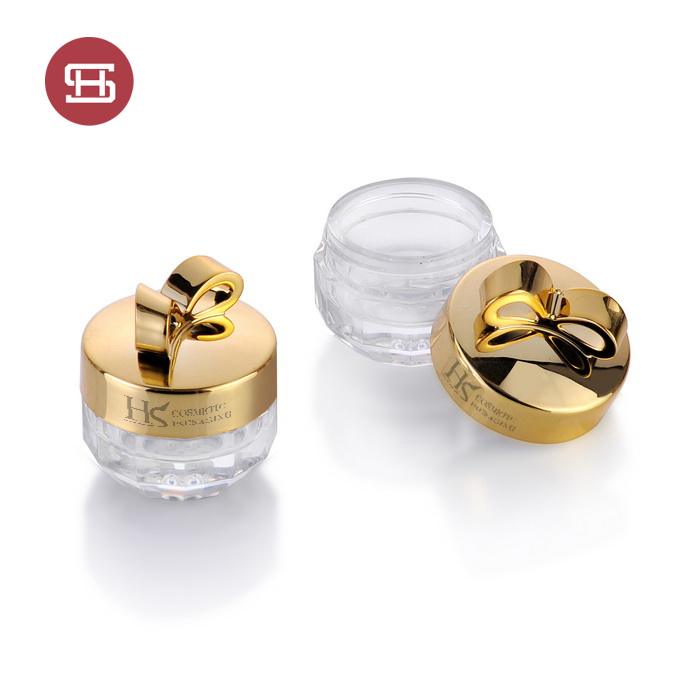 Wholesale cute luxury gold bowknot shaped custom empty cosmetic jar container packaging
