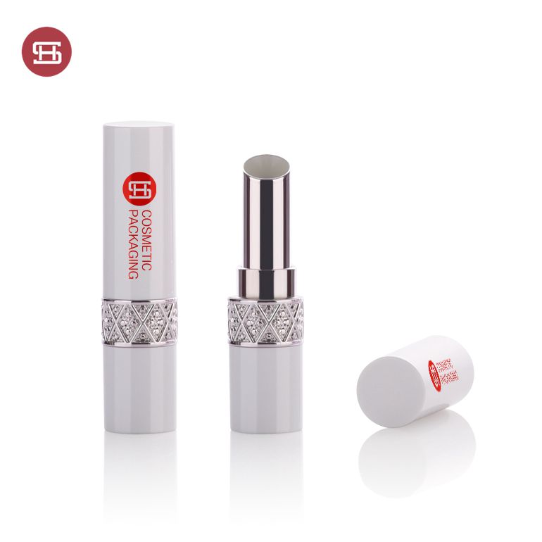 Wholesale hot sale white elegant cosmetic makeup round plastic custom empty lipstick tube container