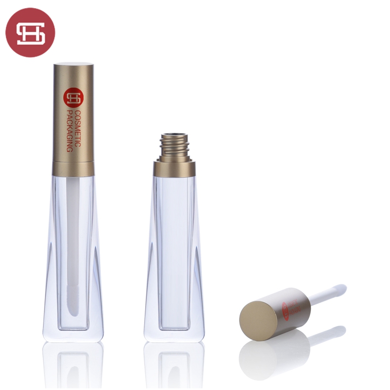 OEM best sale empty matte cosmetic makeup custom gold lipgloss tube packaging container with brush